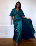 Robe de Soirée Élégante en Satin avec Manches