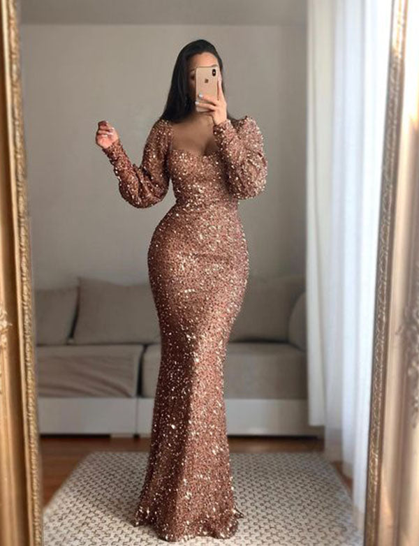 Robe Sirène Robe De Soirée Strass Robe De Soirée Rose Gold Dressself