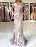 Robe de Soirée à Manches Longues en Dentelle Sirène