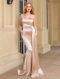 Robe de Soirée Asymétrique en Satin à Une Épaule
