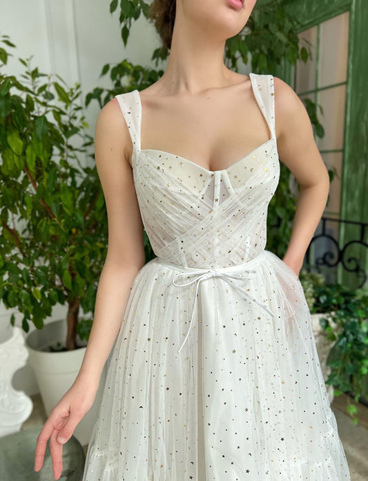 Robe de Soirée de Mariage Courte en Tulle Blanc