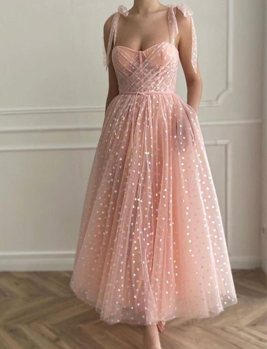 Robe de Soirée Princesse Rose Clair Chérie