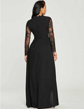 Robe de Soirée Noire à Manches Longues