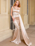 Robe de Soirée Asymétrique en Satin à Une Épaule