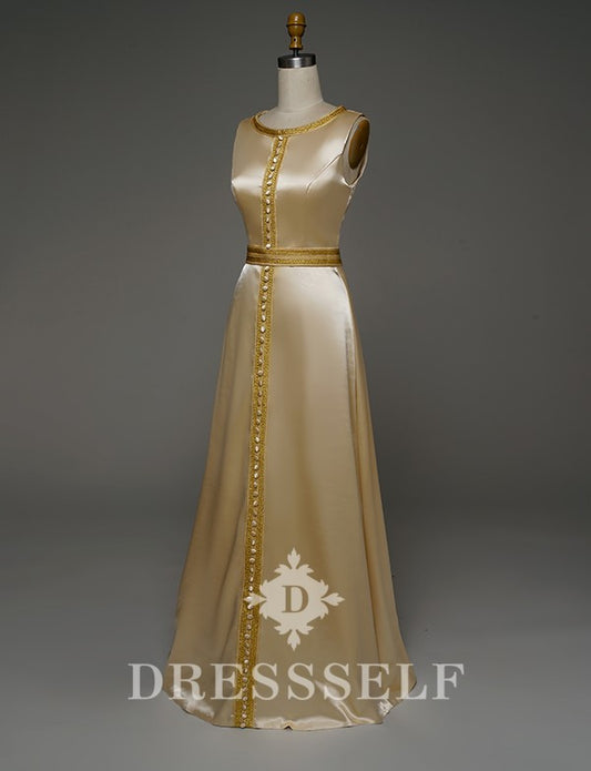 Robe Caftan Sans Manches Champagne