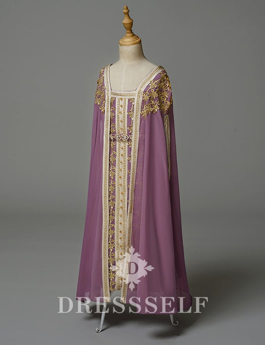 Caftan Fille Mousseline Violet