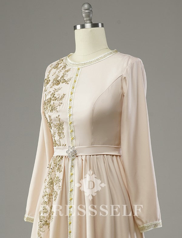 Caftan Marocain Simple Champagne