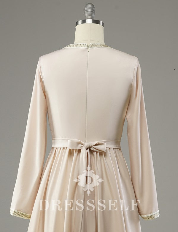 Caftan Marocain Simple Champagne