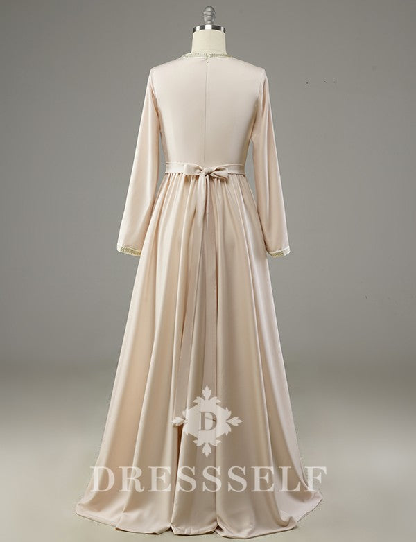 Caftan Marocain Simple Champagne