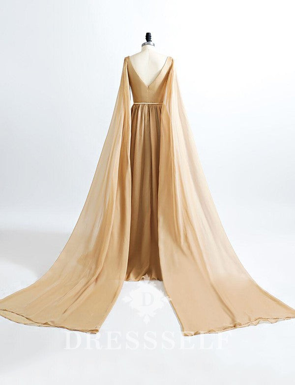 Robe de Soirée en Mousseline Doré