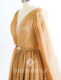 Robe de Soirée en Mousseline Doré