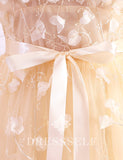 Tulle à Manches longues Col en V Formelle Robes de Soirée
