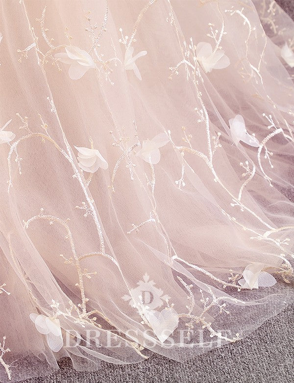 Tulle à Manches longues Col en V Formelle Robes de Soirée