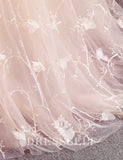 Tulle à Manches longues Col en V Formelle Robes de Soirée