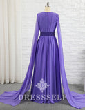 Robe de Soirée Violet en Mousseline
