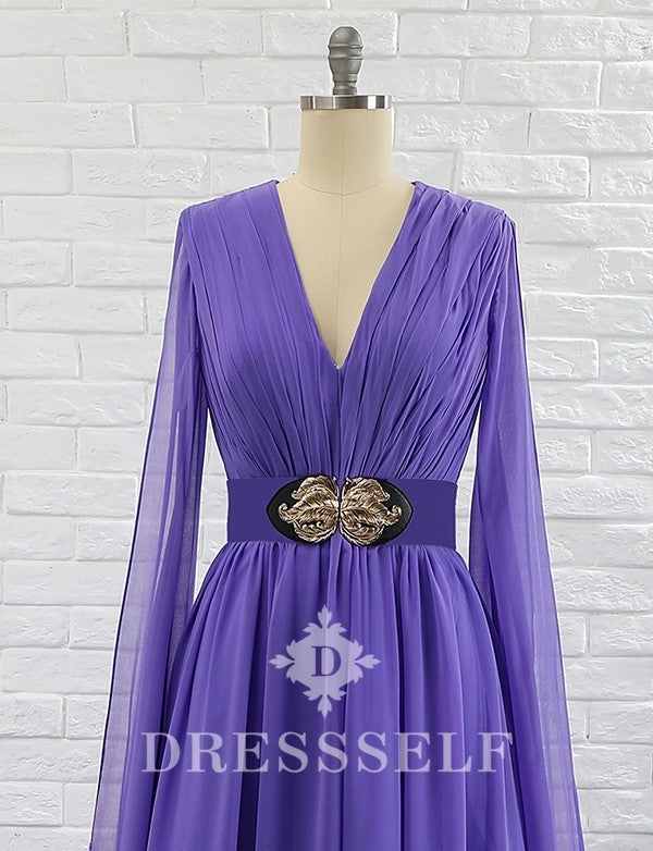 Robe de Soirée Violet en Mousseline