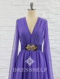 Robe de Soirée Violet en Mousseline