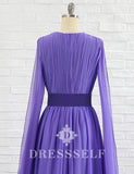 Robe de Soirée Violet en Mousseline