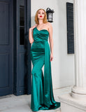 Robe de Soirée Asymétrique en Satin à Une Épaule