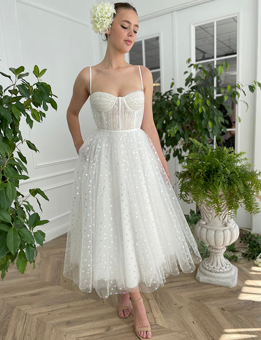 Robe de Soirée Blanc en Tulle Chérie