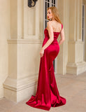 Robe de Soirée Asymétrique en Satin à Une Épaule