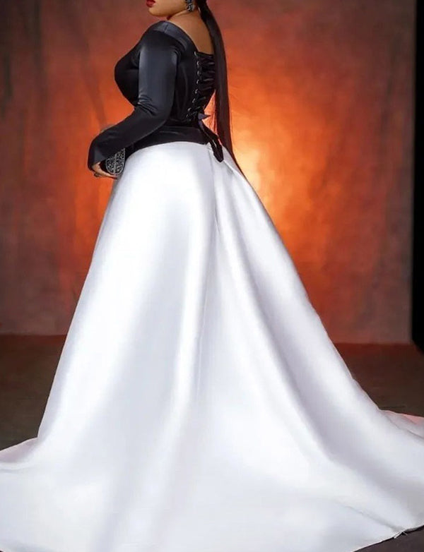 Robe de Soirée Sirène Noir et Blanc Grande Taille
