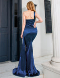 Robe de Soirée Asymétrique en Satin à Une Épaule